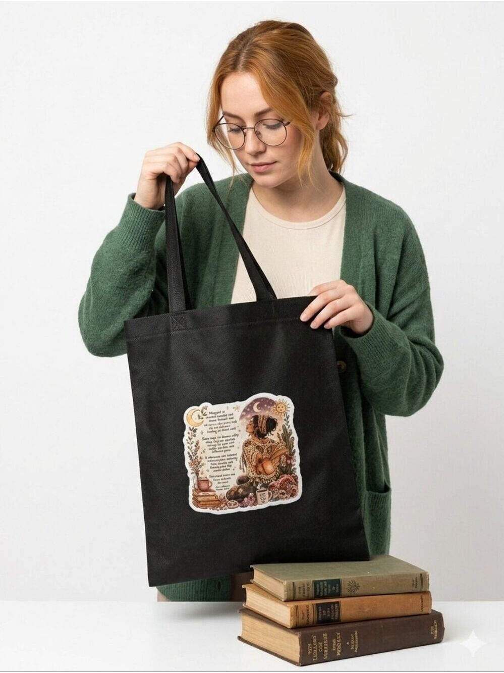 Hand Crafted Boho Poetry Tote Bag Floral Sticker Set Spoonie Gift Artist QR NWT
